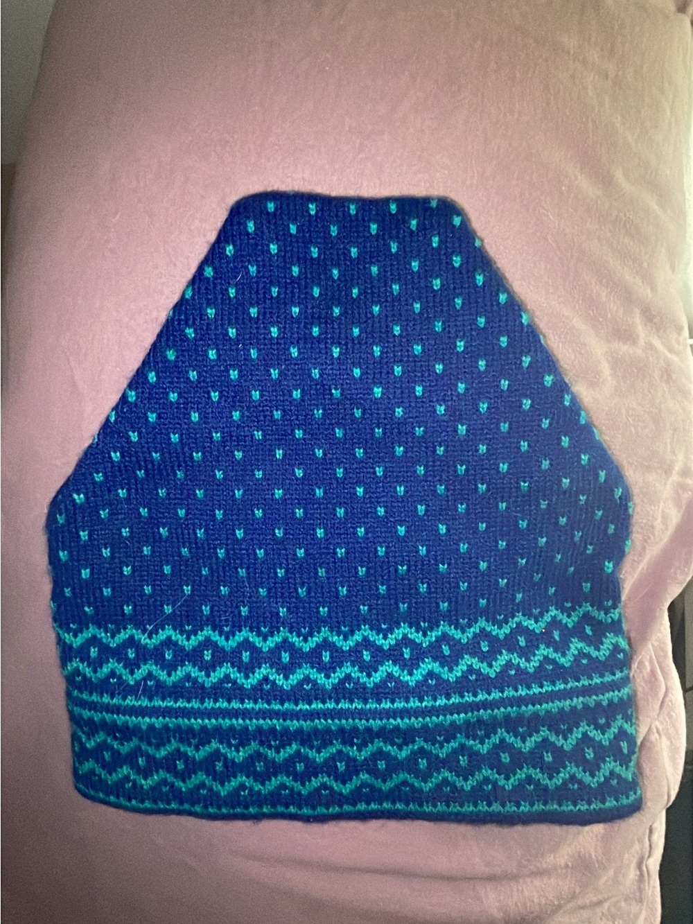 Handmade Blue & Teal Wool Hat made by Maureen of the News NH